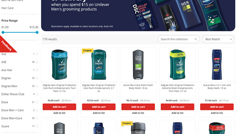 H-E-B Unilever 'Men's Personal Care' Shop